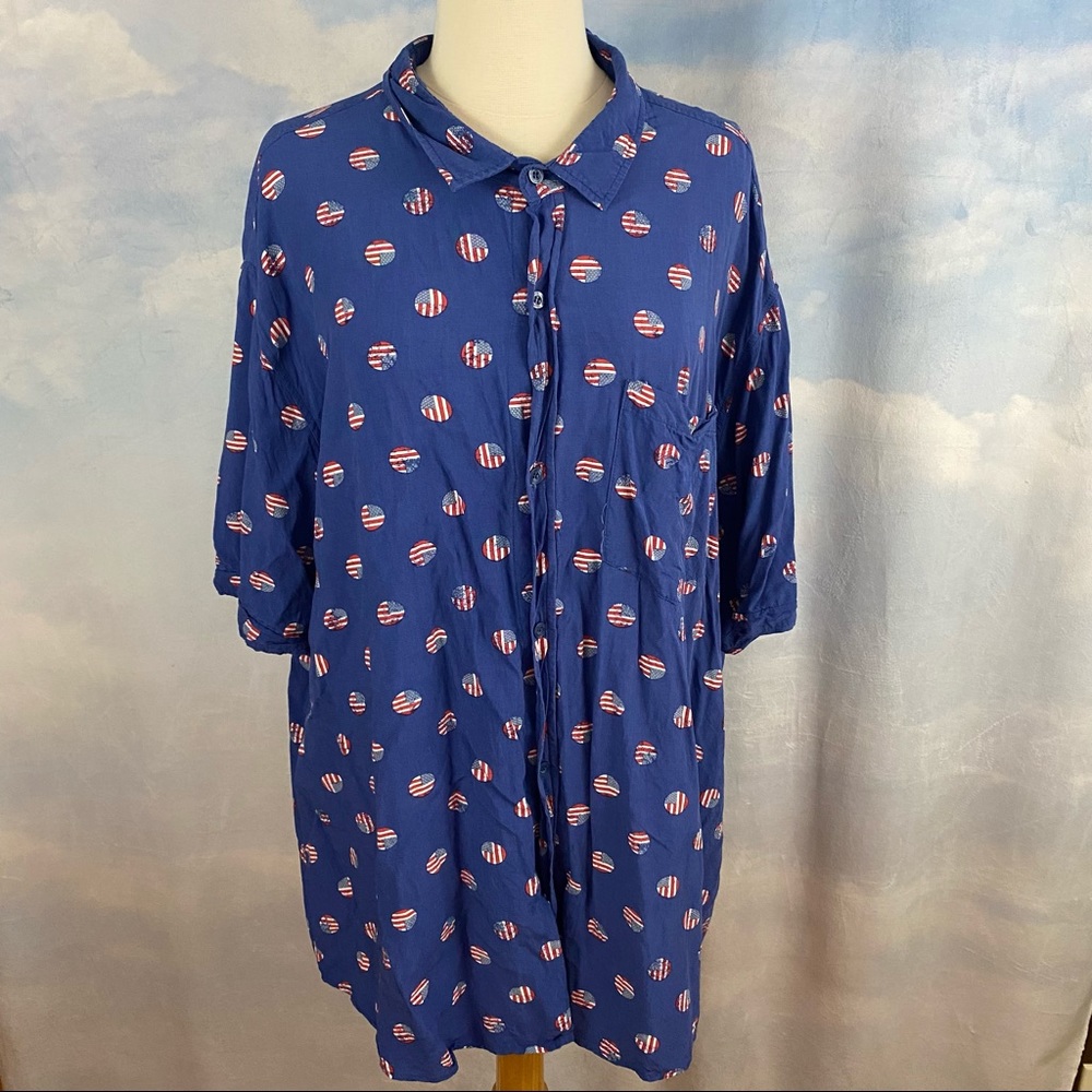 LuLaRoe Michael Buttondown Patriotic 3XL